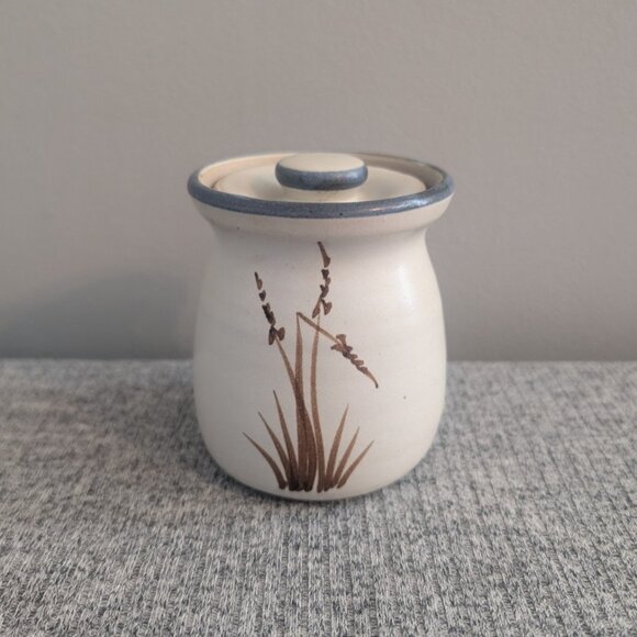 Other - Handmade Pottery Jar/Canister with Lid, Wheat/Reed Design, Signed "Fox"
